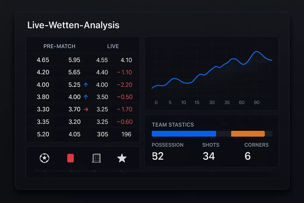 Live-Wetten Strategien Dashboard - Quoten-Analyse, Statistiken und Echtzeit-Datenvisualisierung für erfolgreiche Sportwetten