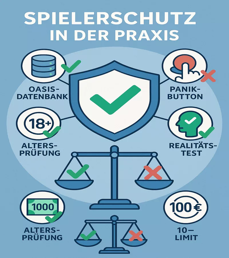 Spielerschutz Maßnahmen Glücksspiel - OASIS, Panikbutton und Reality Checks